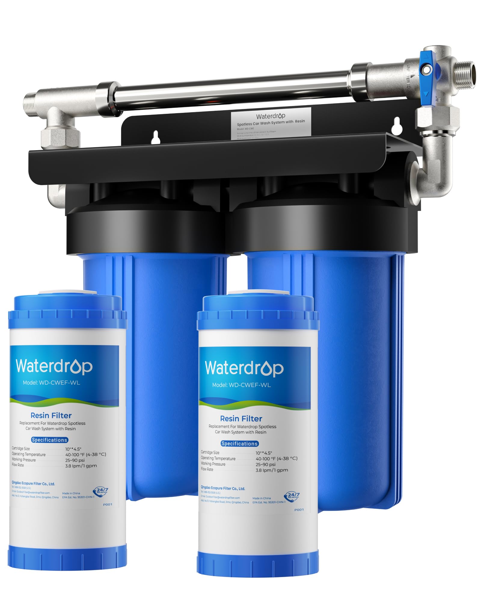 Waterdrop front unit showing controls and compact footprint for easy car rinsing