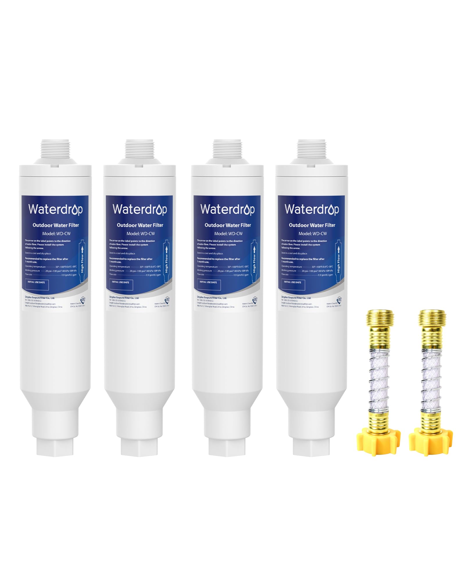 Waterdrop front view of hose filter showing compact design and easy connection benefit