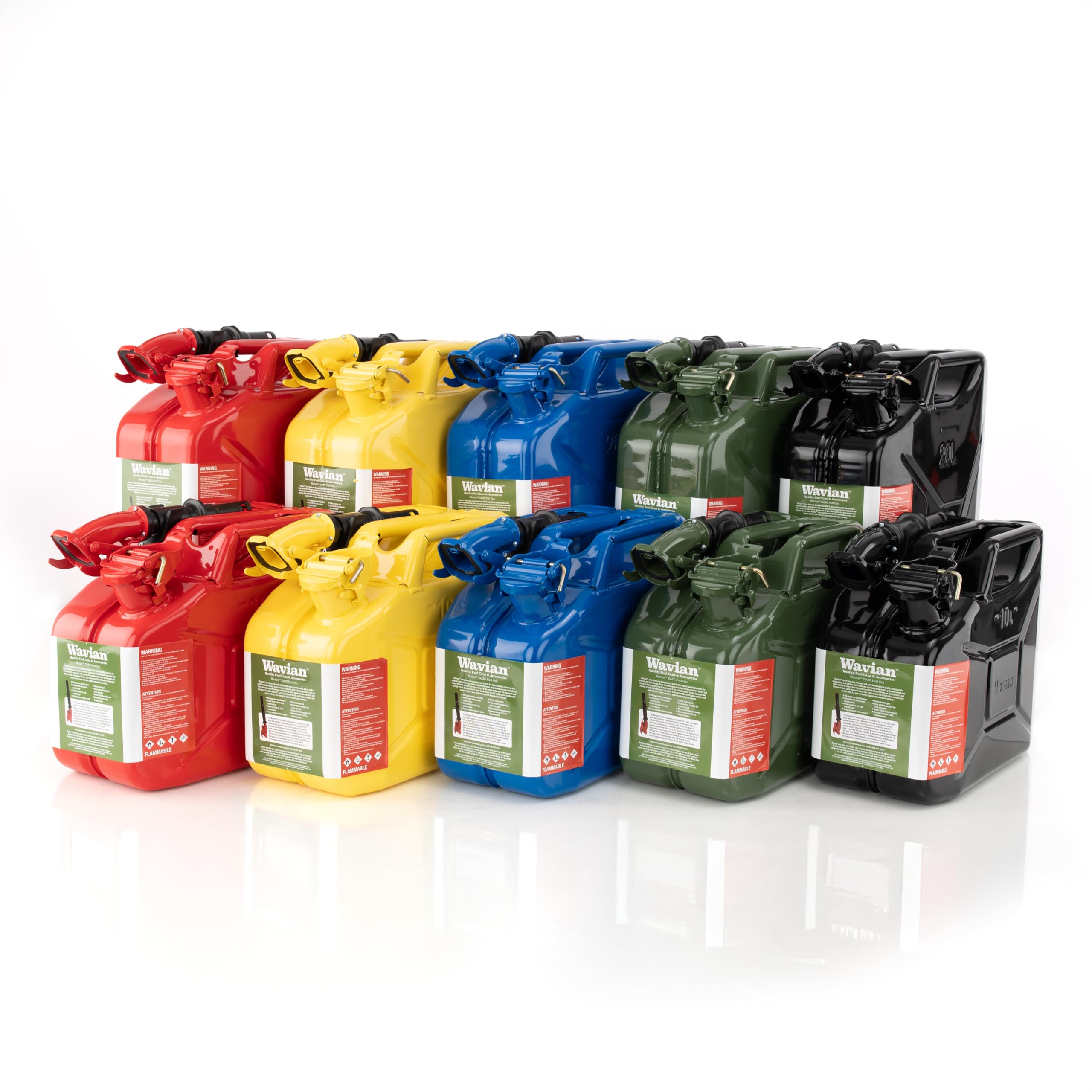 Wavian jerry can beside camping gear showing reliable fuel storage on trips