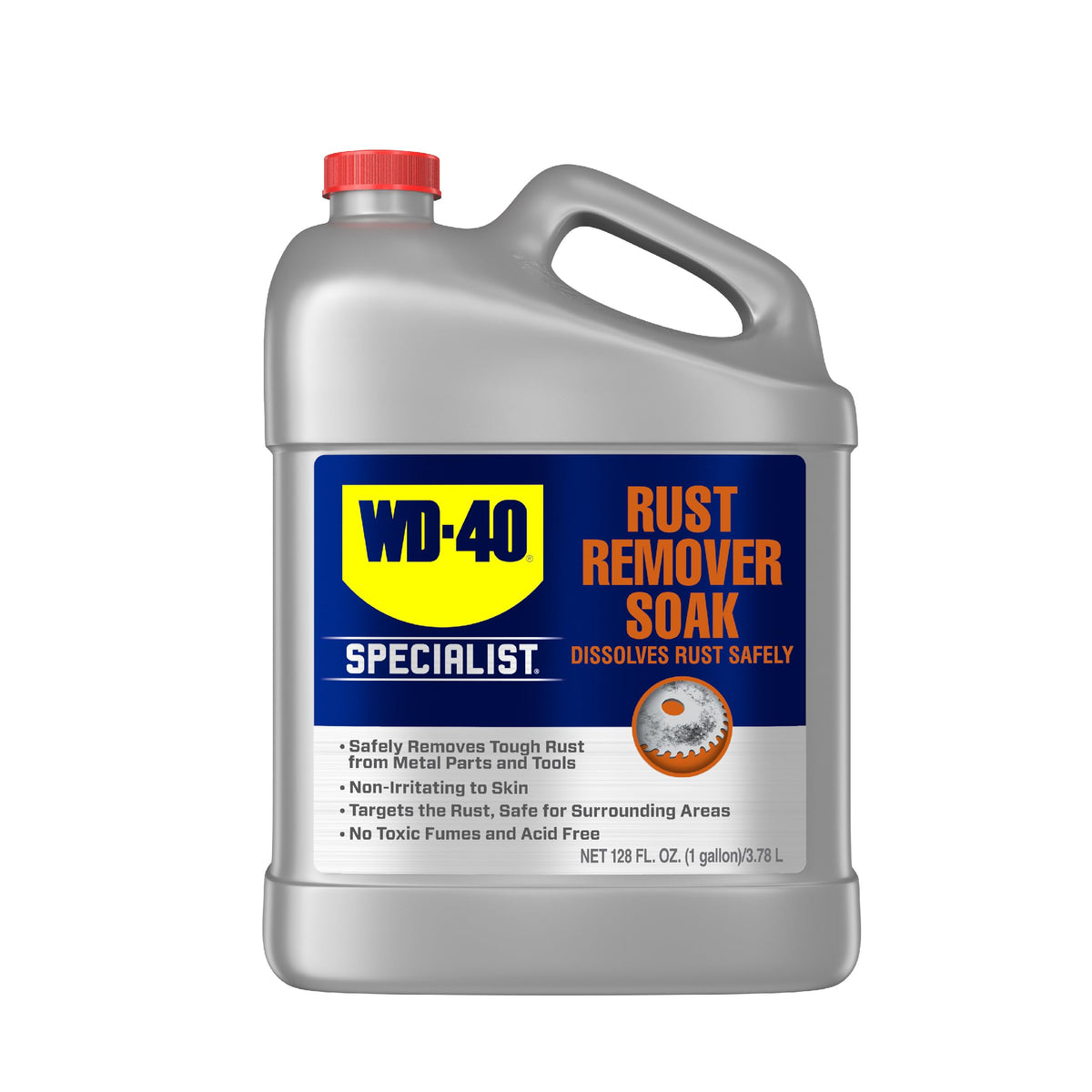 WD-40 Specialist one gallon bottle front view showing product label and benefit