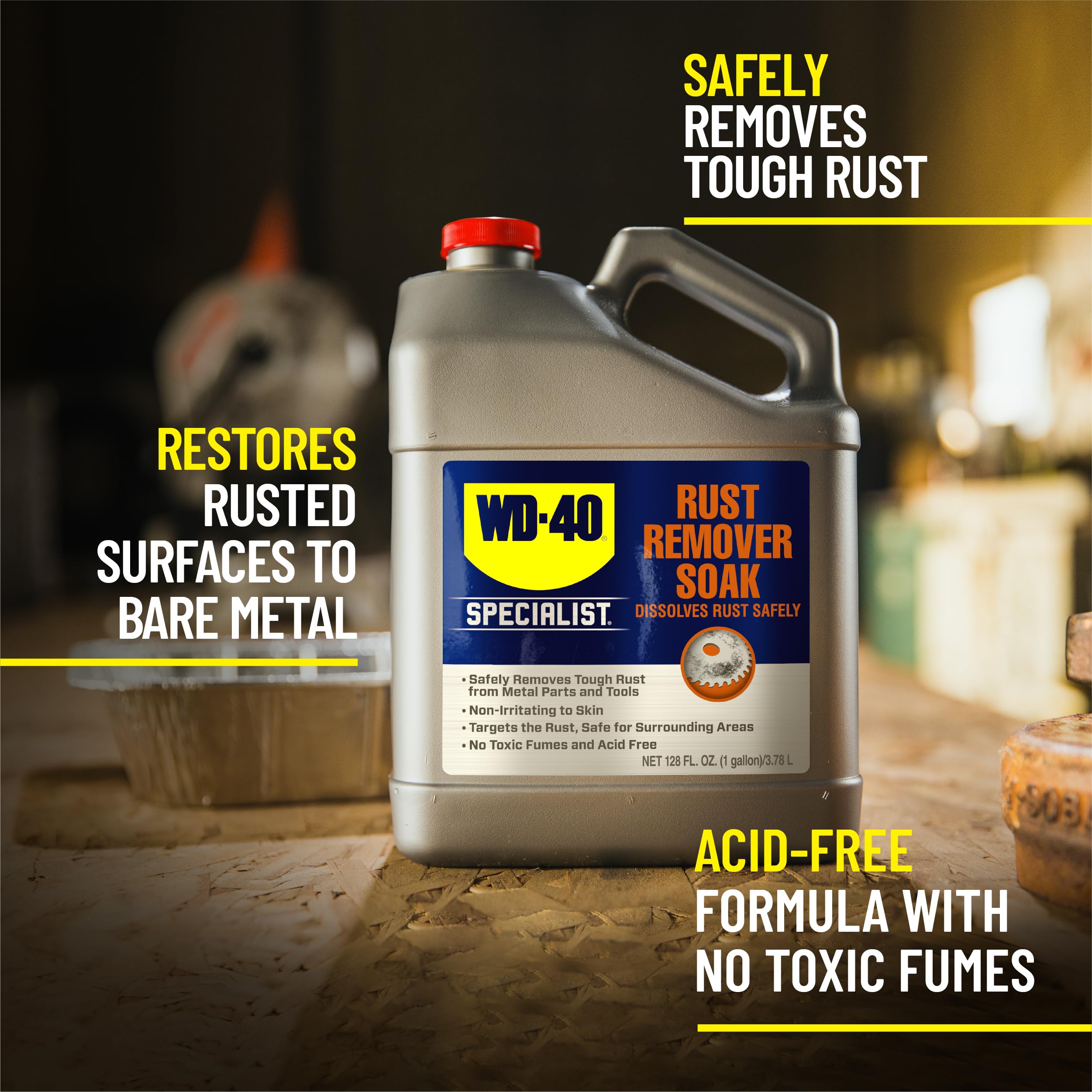 WD-40 Specialist label close-up with NSF P1 certification and safety benefit