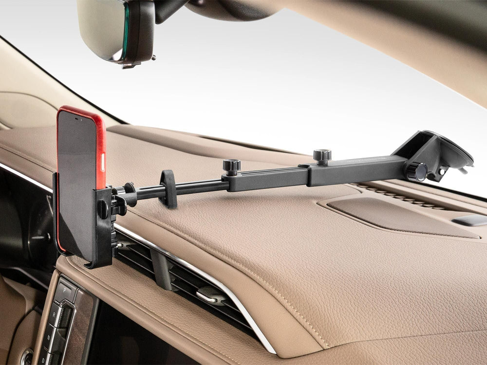 WeatherTech WindshieldFone front view showing stable phone mounting and clear sightlines