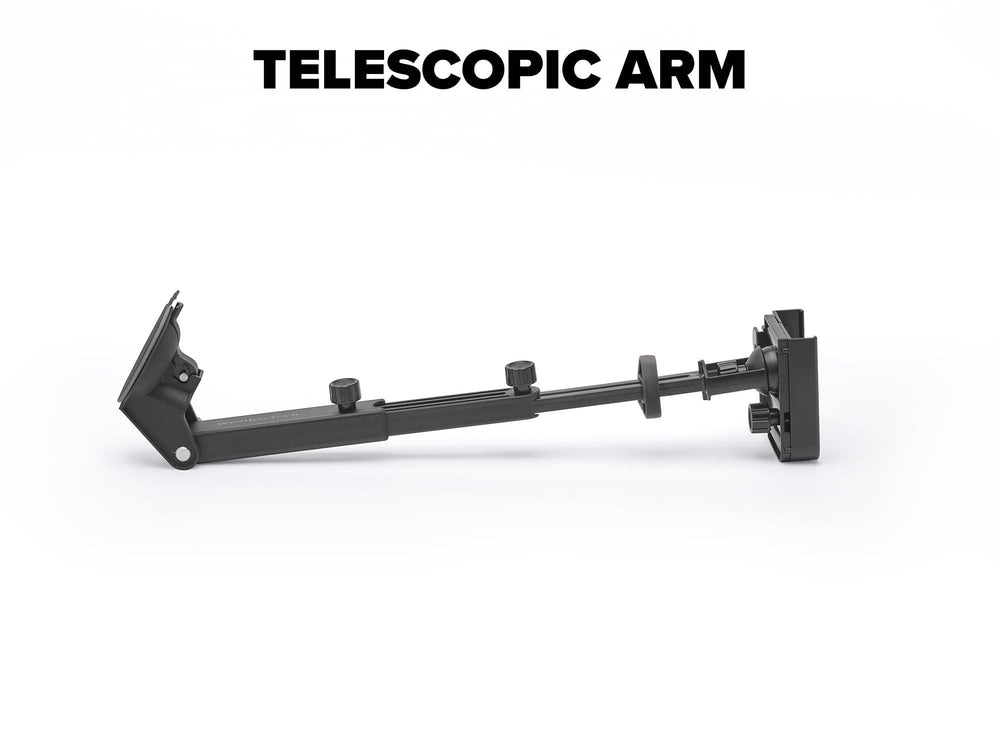 WeatherTech WindshieldFone telescopic arm extended showing deep-dash reach benefit