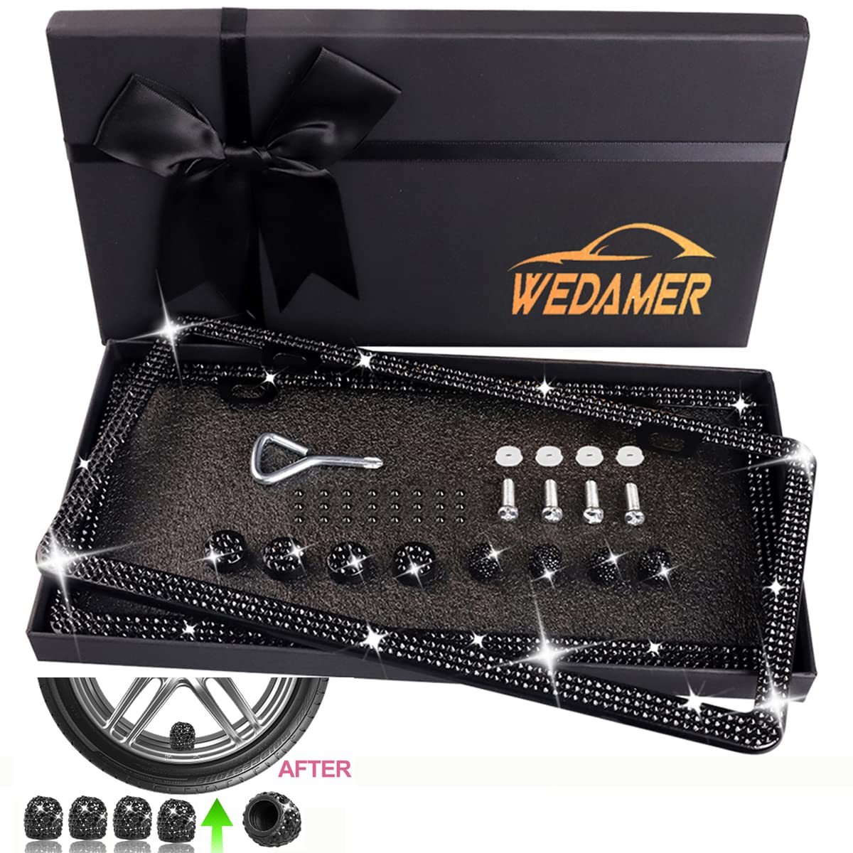 WEDAMER closeup rhinestone detail highlighting secure setting and sparkle