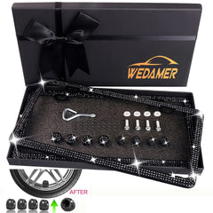 WEDAMER closeup rhinestone detail highlighting secure setting and sparkle