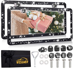 WEDAMER front view black bling frame showing polished finish and glam effect