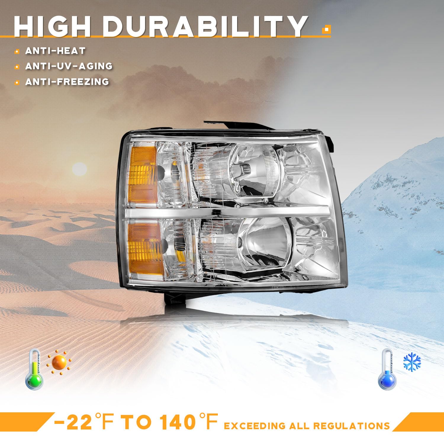 WEELMOTO headlight installed on Silverado demonstrating factory look restored