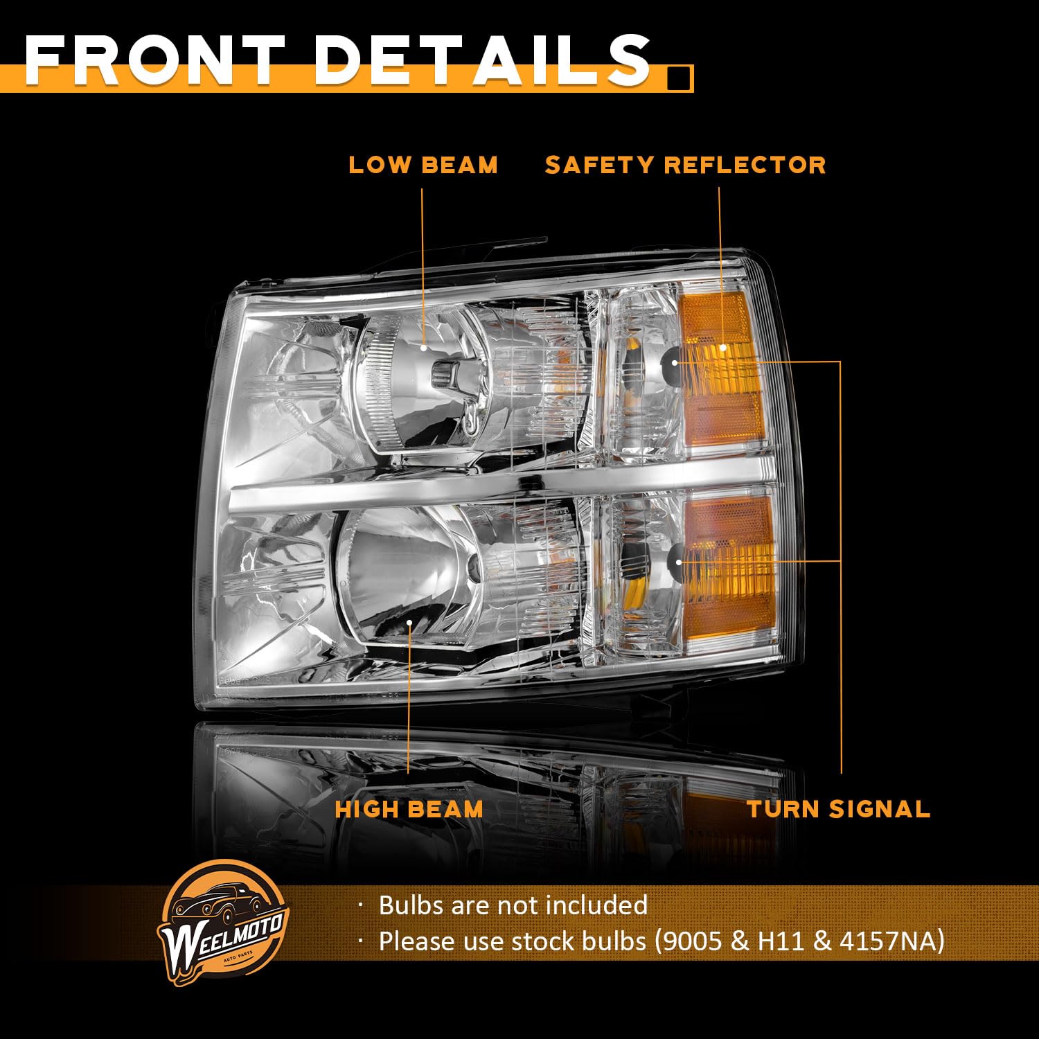 WEELMOTO headlight next to socket for scale showing correct sizing