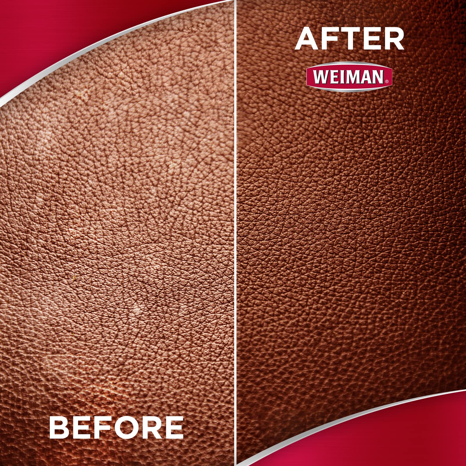 Weiman-treated car seat before and after showing restored look
