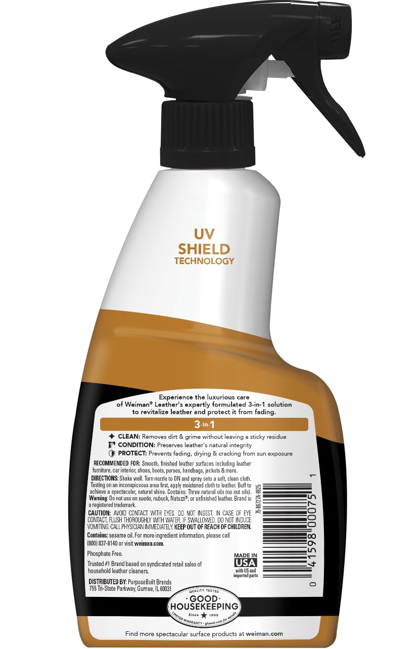 Weiman spray bottle label close-up showing cleaning directions