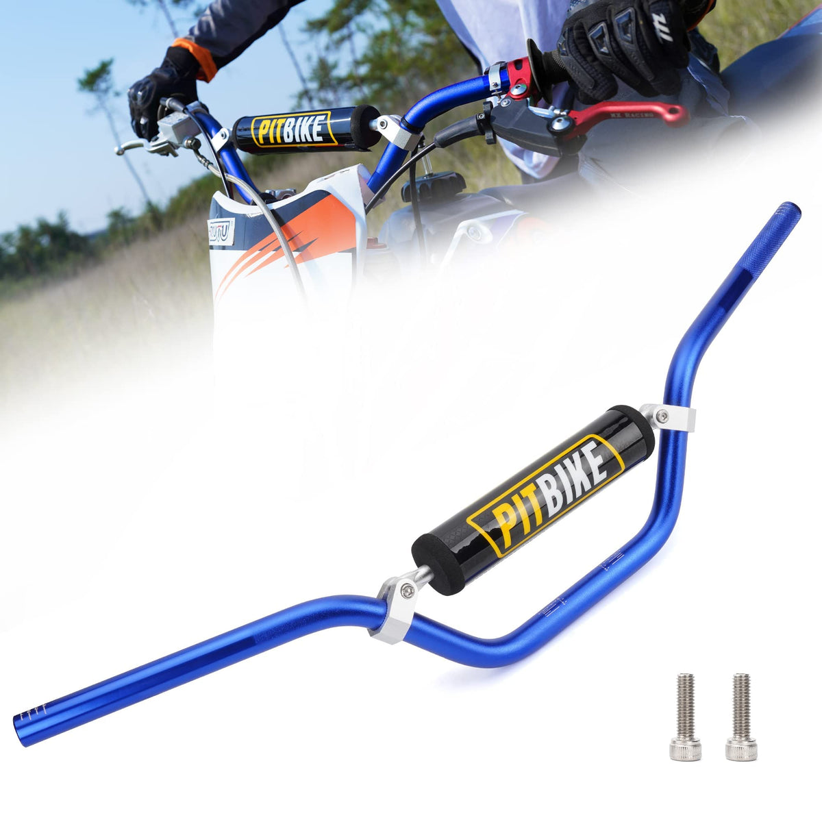 WEIYINGSI front view of blue 7/8 inch handlebar showing full shape and control benefit