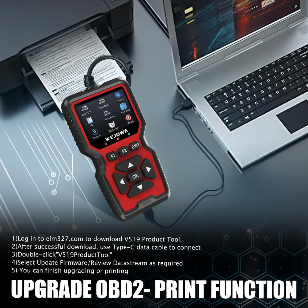 WEJOWE scanner connected under hood in use showing portability benefit DIY maintenance convenience