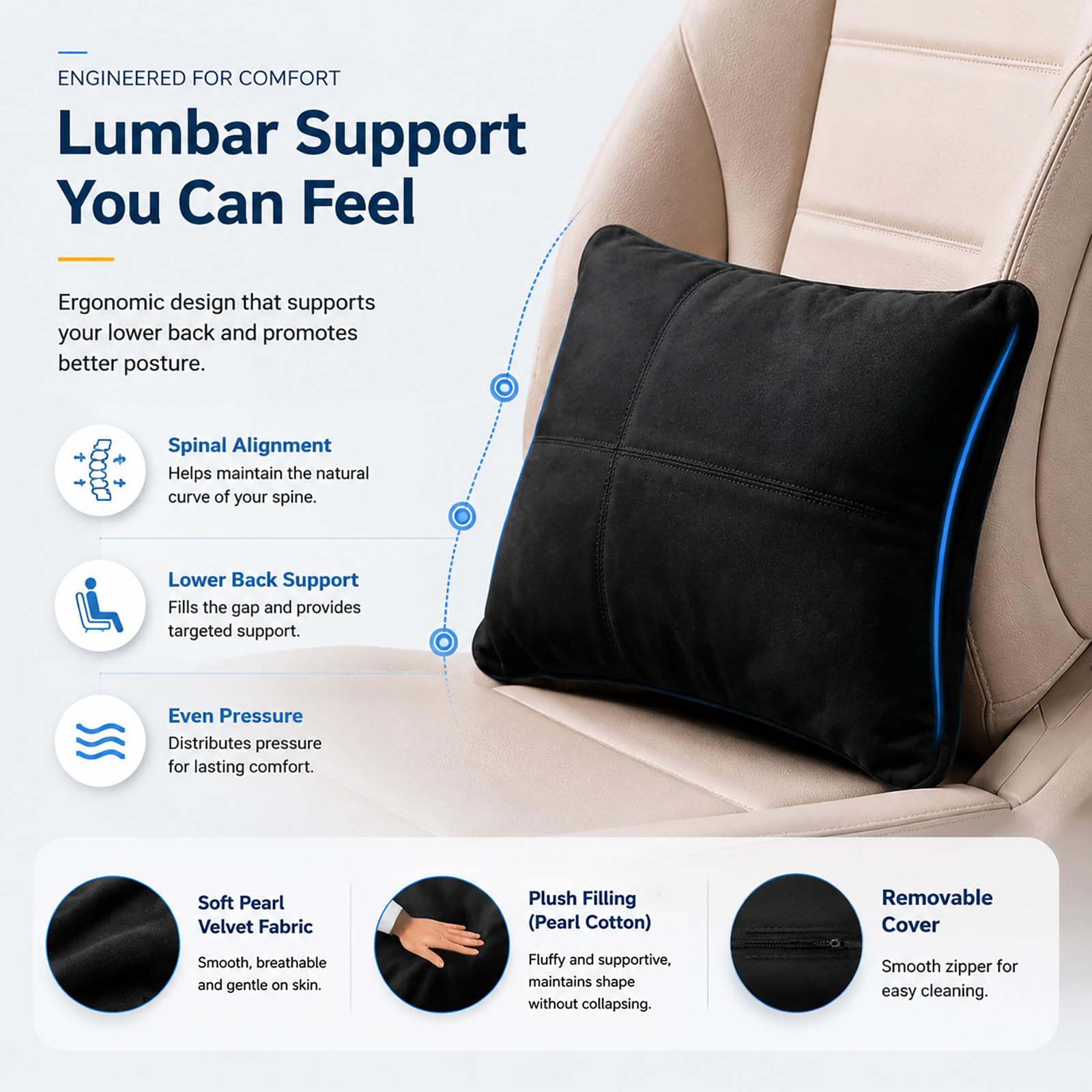 WELBRIT hidden zipper and removable cover for easy cleaning and maintenance