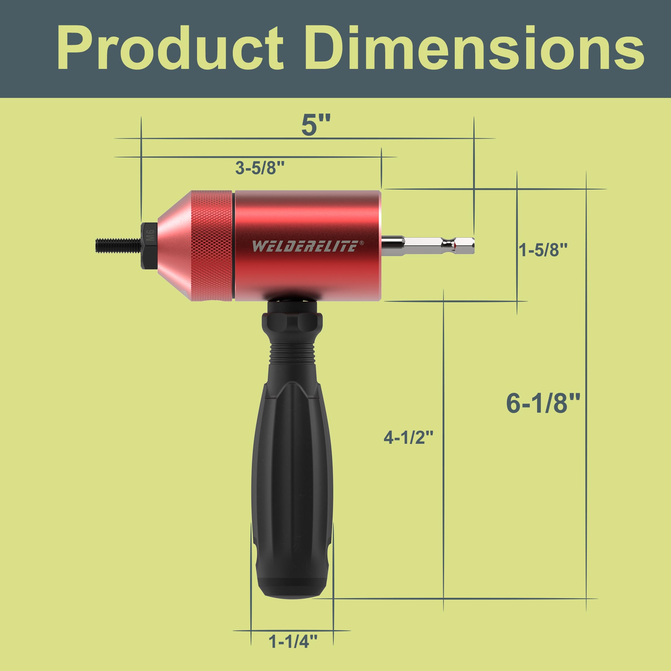WelderElite drill adapter mounted on a cordless drill showing fast, high-speed setting