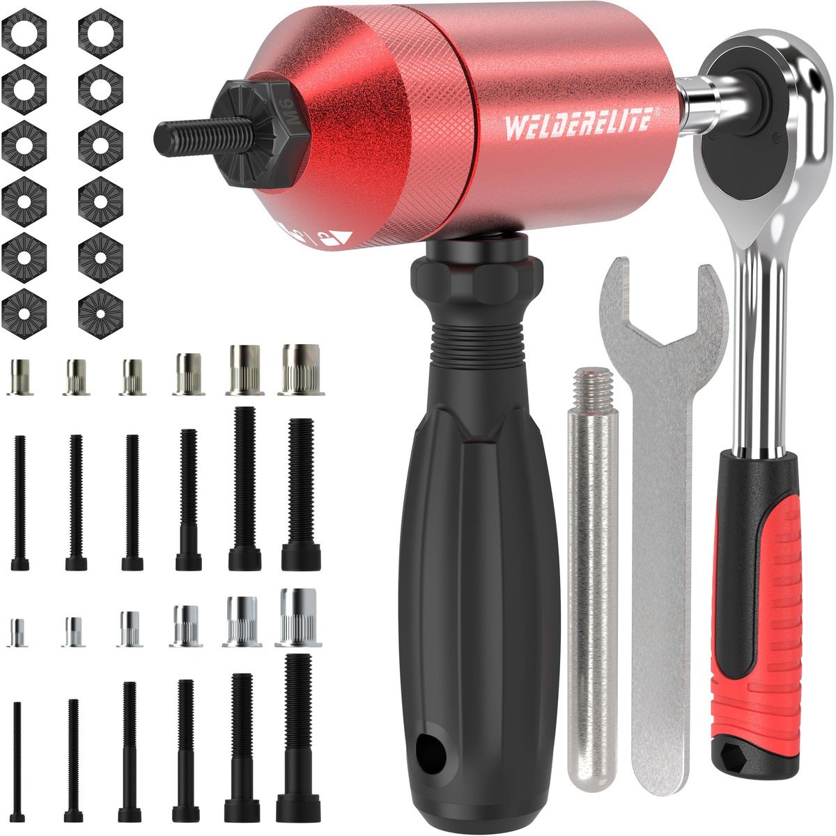 WelderElite front view of red packed kit showing organized contents and quick access benefit