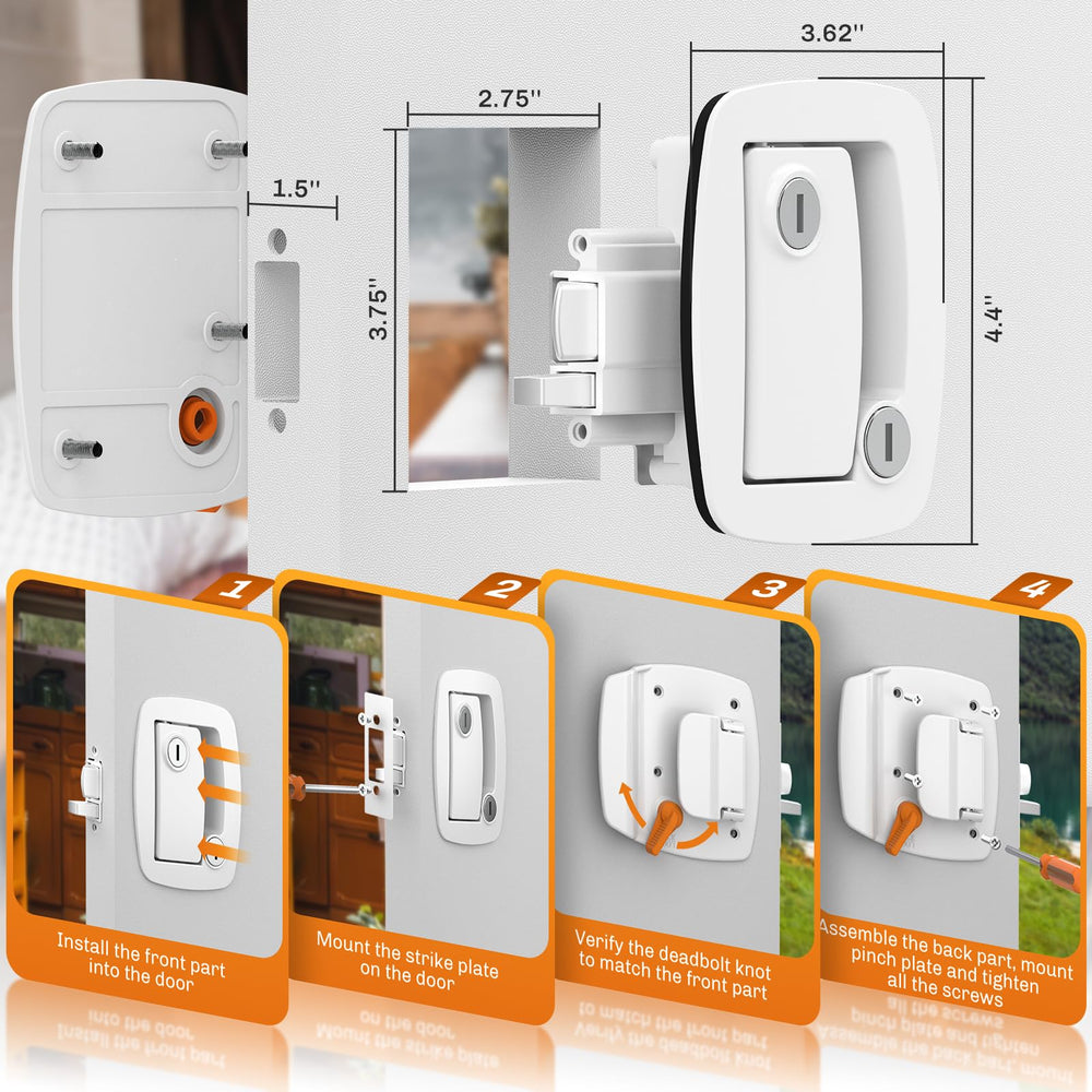 WELLUCK paddle latch being used on a camper door for easy access