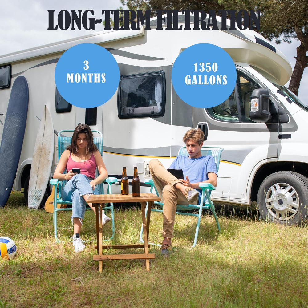 Wely Pivotalone in a camping kitchen scene illustrating better-tasting water while traveling