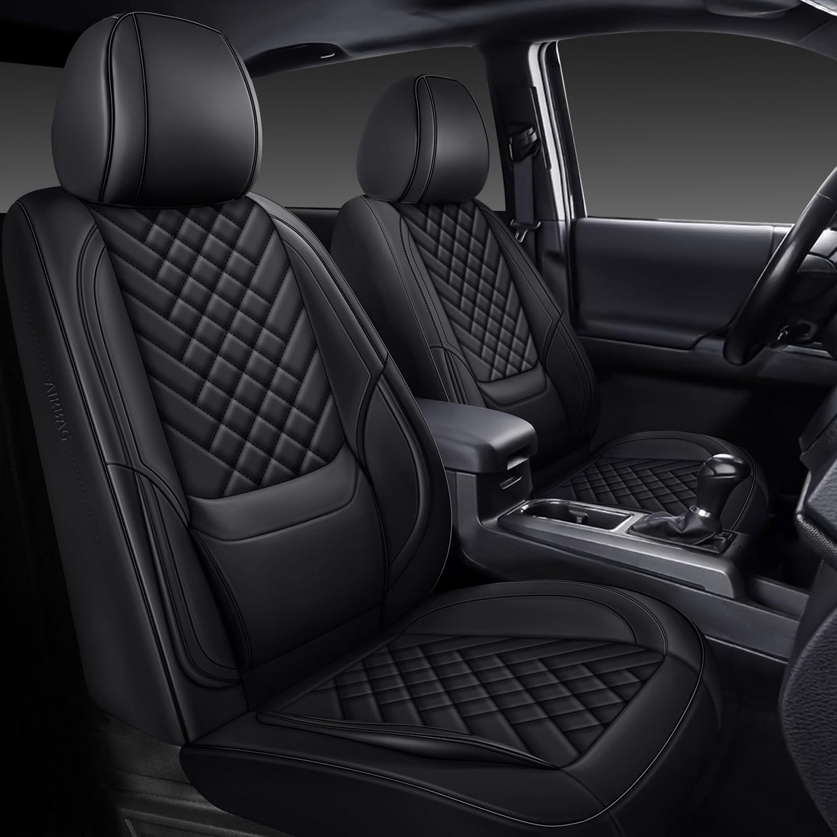 WENNFOUR front seat fit showing custom Tacoma contour protection and neat finish