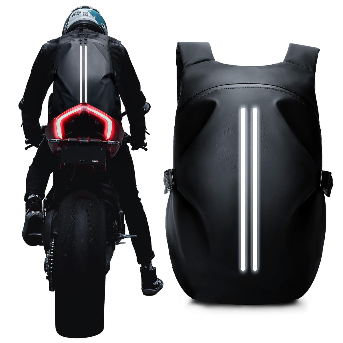 WEPLAN front view helmet backpack showing capacity and shape