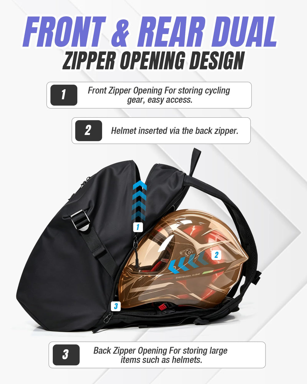 WEPLAN open main compartment with helmet for protective storage benefit