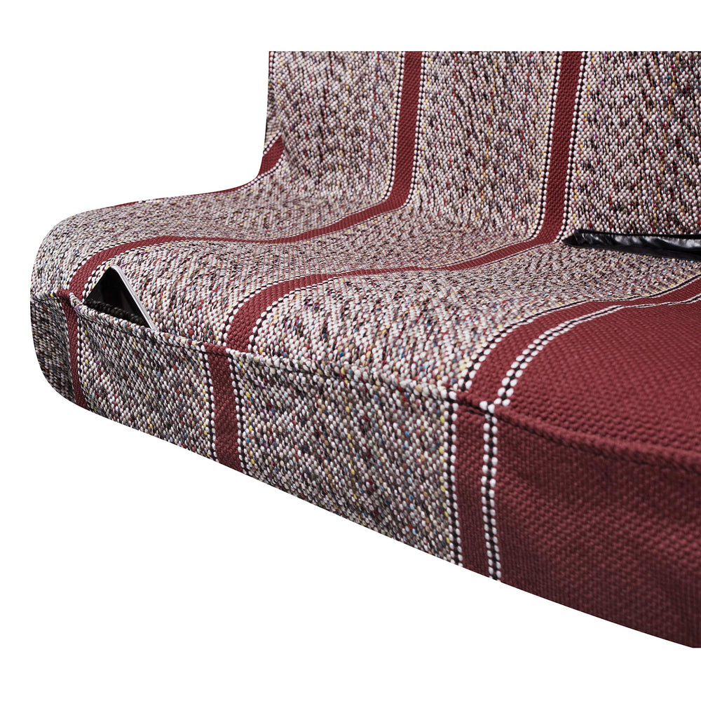 West Coast Auto installed seat cover in pickup interior demonstrating complete bench fit