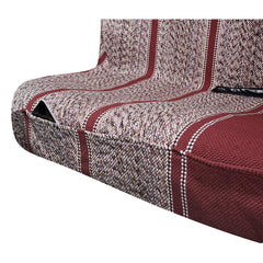 West Coast Auto installed seat cover in pickup interior demonstrating complete bench fit