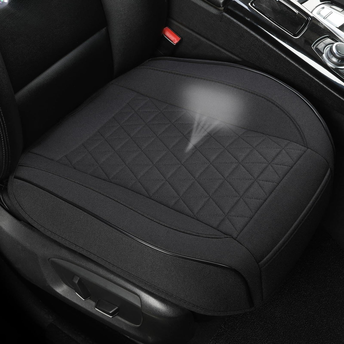 West Llama full front seat cover on car seat showing clean protection and fit