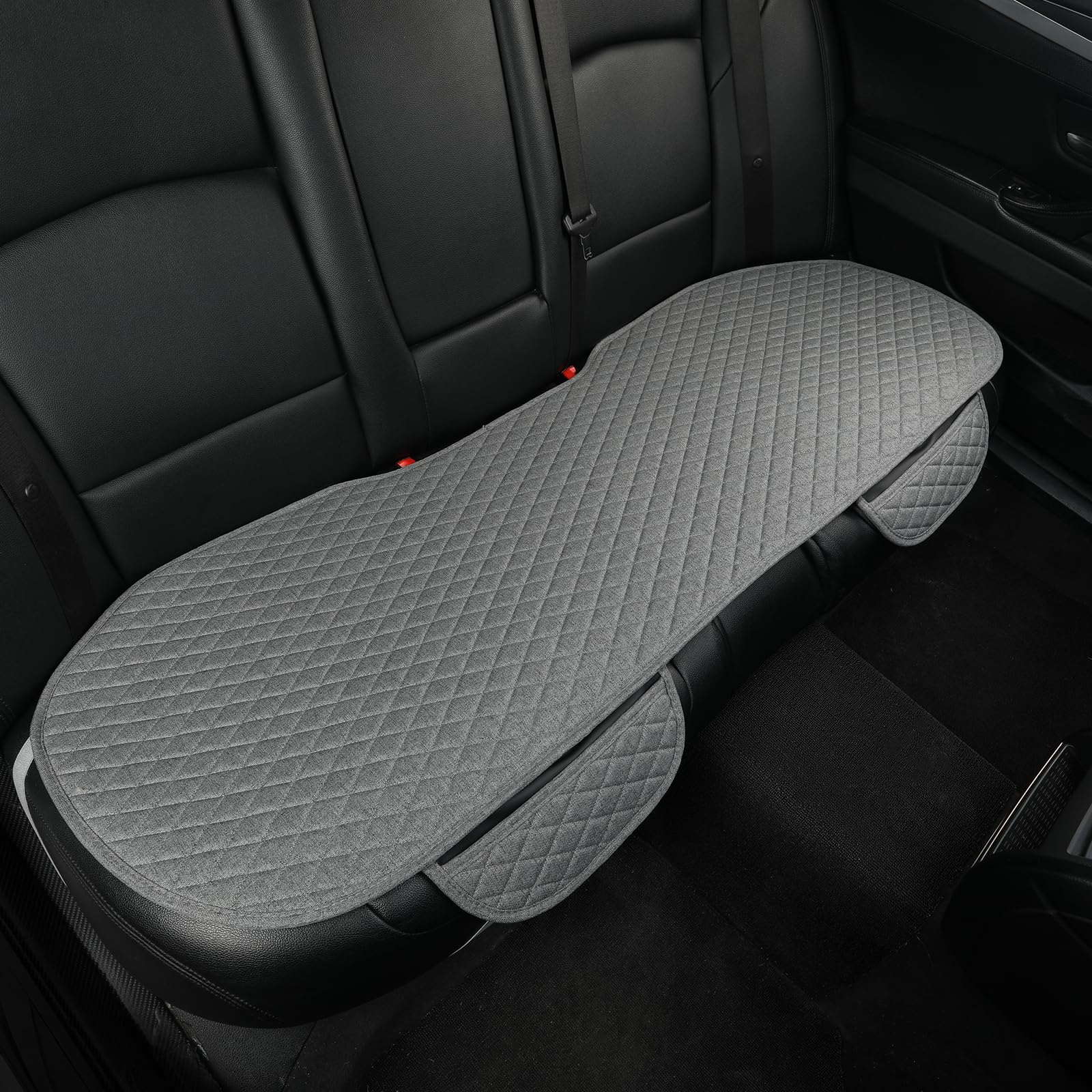 West Llama rear bench front view showing full gray cover and clean fit for protection