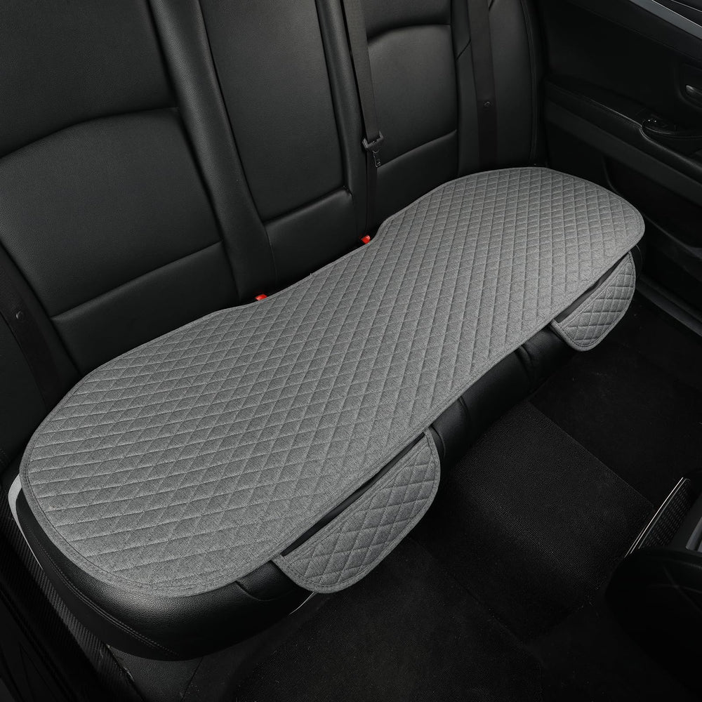 West Llama rear bench front view showing full gray cover and clean fit for protection