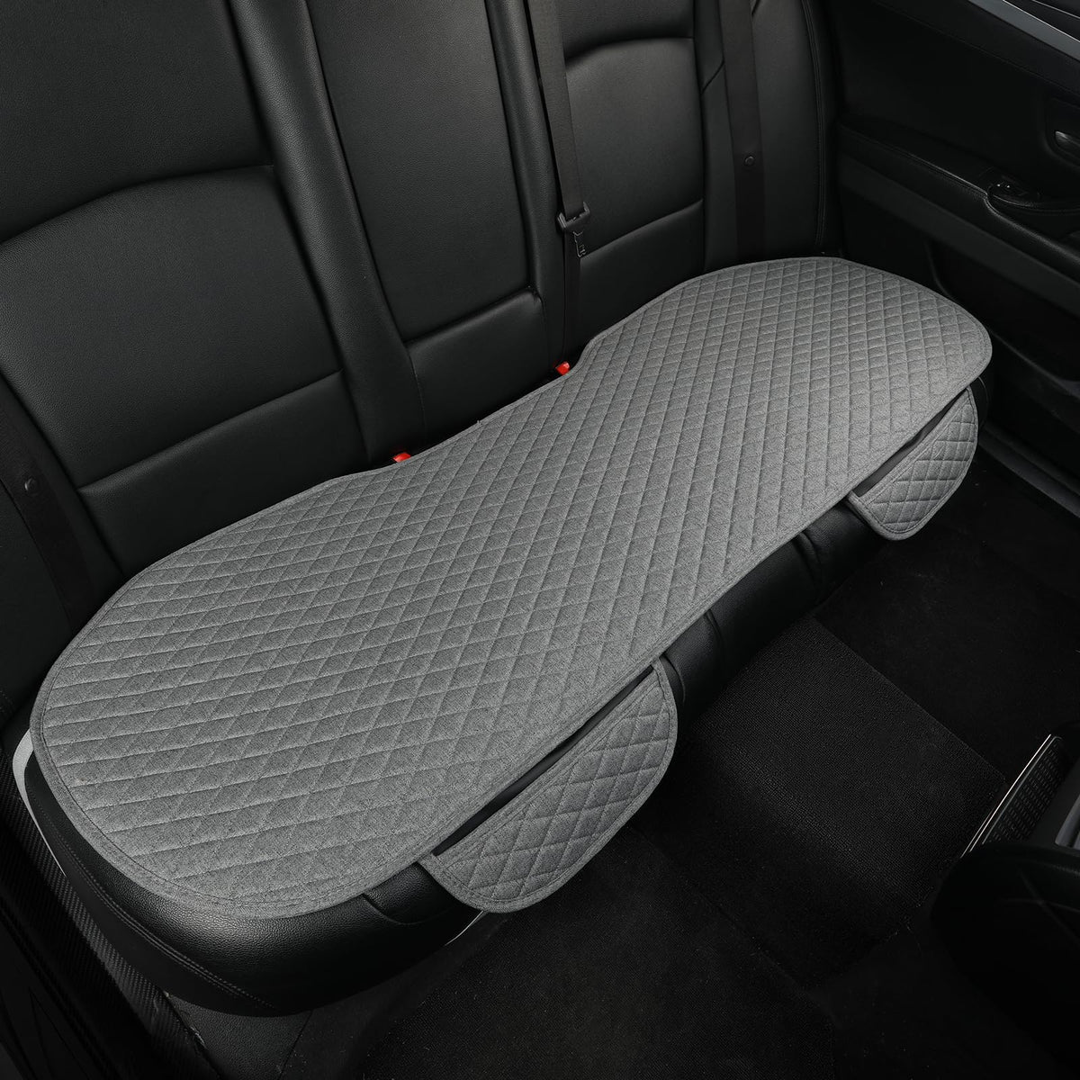 West Llama rear bench front view showing full gray cover and clean fit for protection