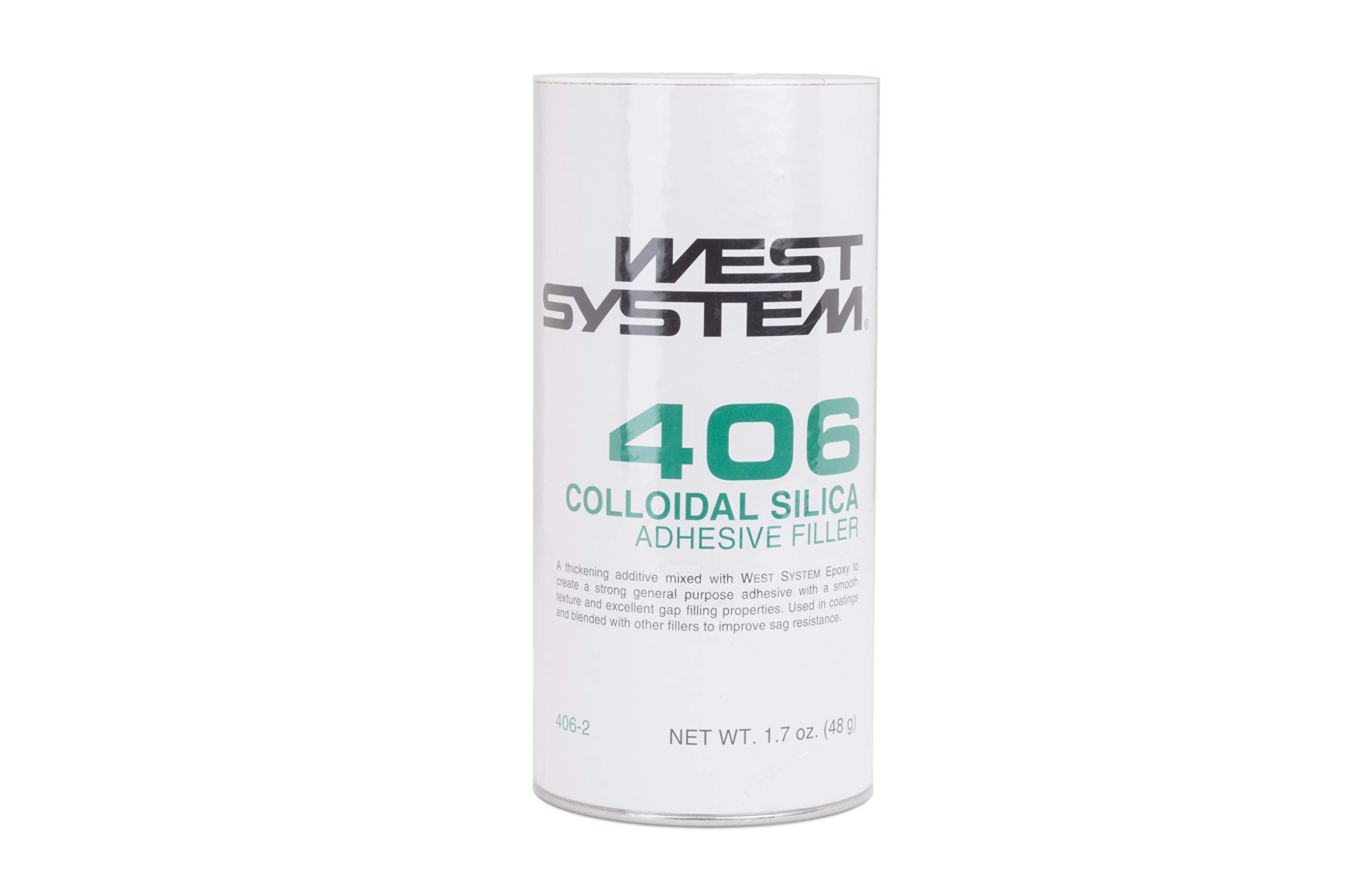 West System 406-2 front packaging showing filler jar and non-sag benefit