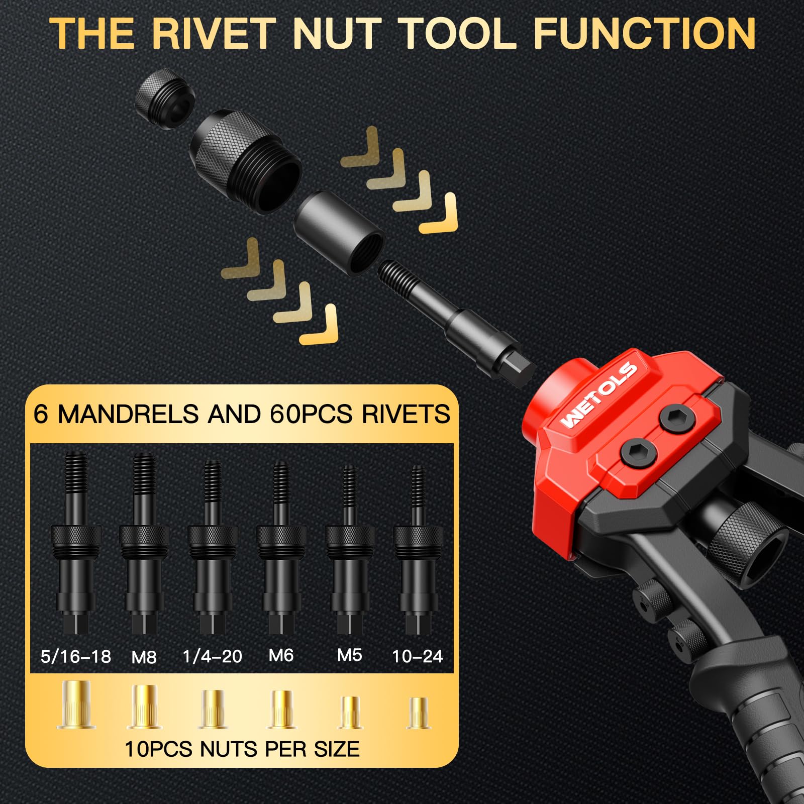 WETOLS reamer close-up showing sharp tip for clean hole preparation