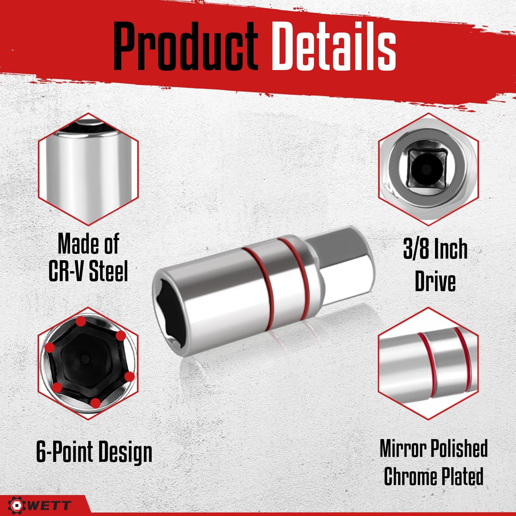 WETT rubber retaining ring detail protecting spark plug porcelain