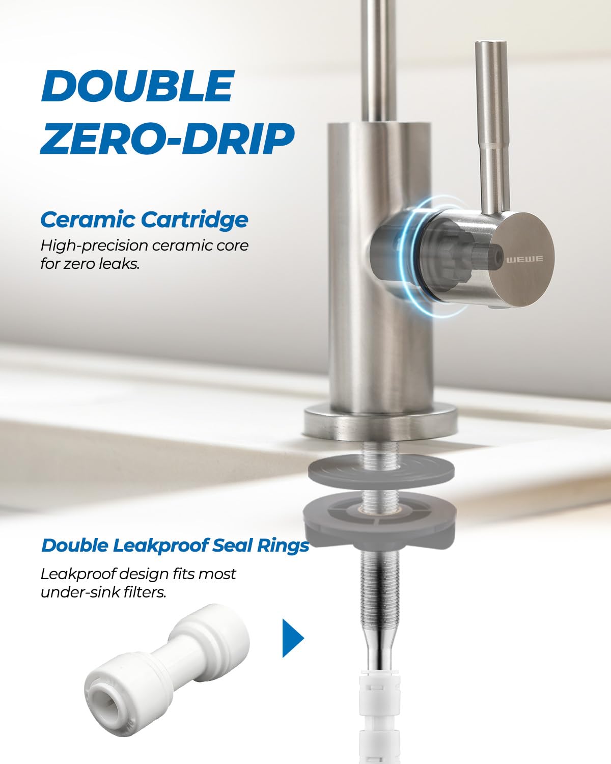 WEWE RO quick-connect hoses 1/4" and 3/8" for fast tool-free installation