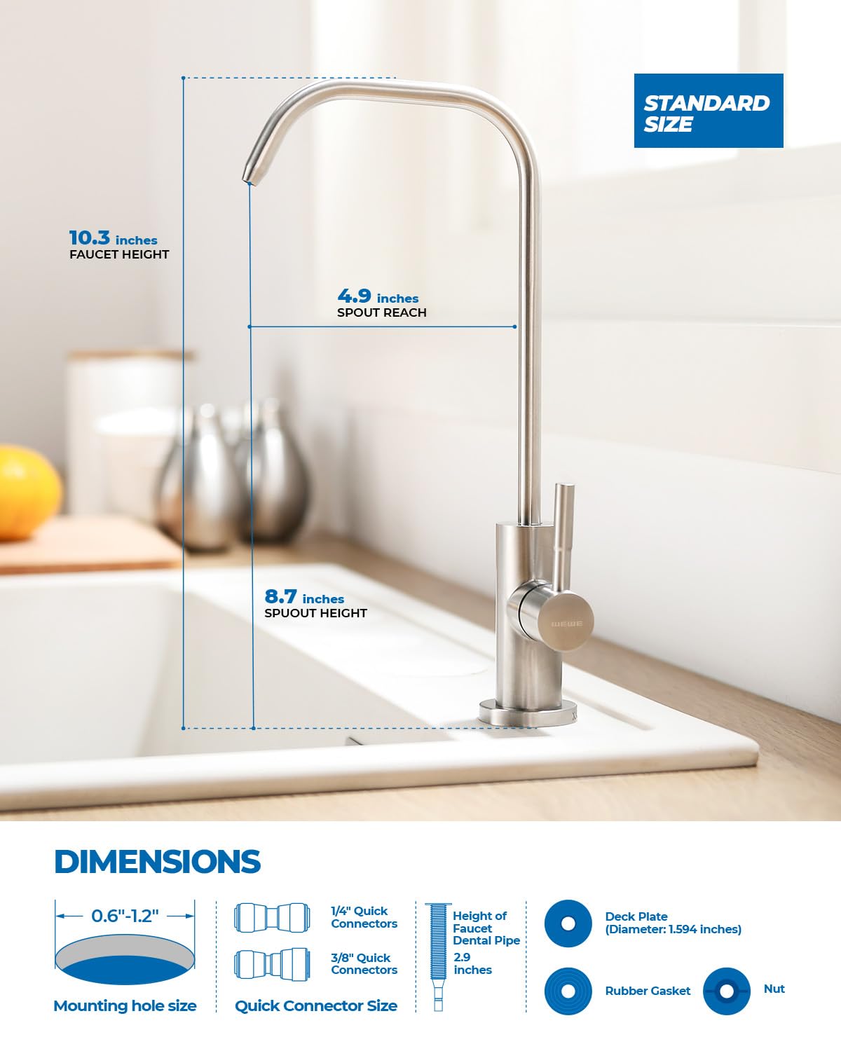 WEWE RO spout swivel demonstration making filling tall pitchers easier