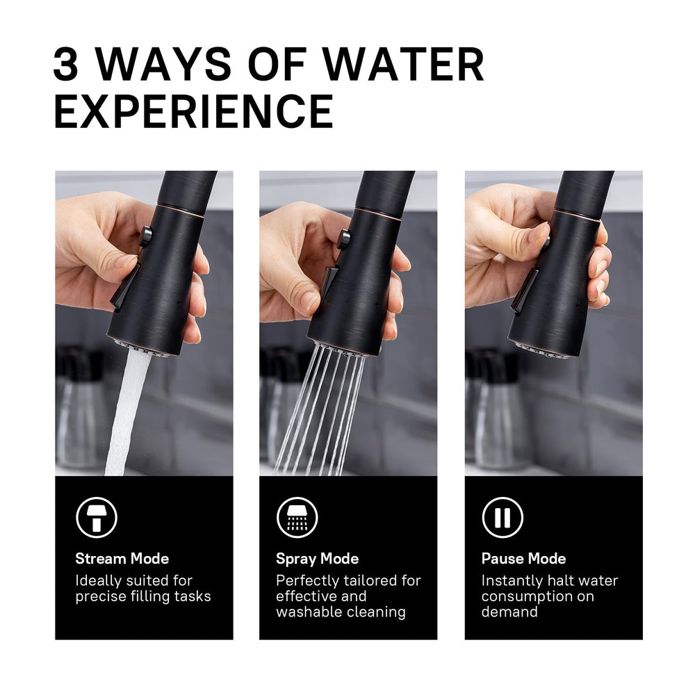 WEWE side profile showing 15.7-inch high-arc spout for tall pots and pans