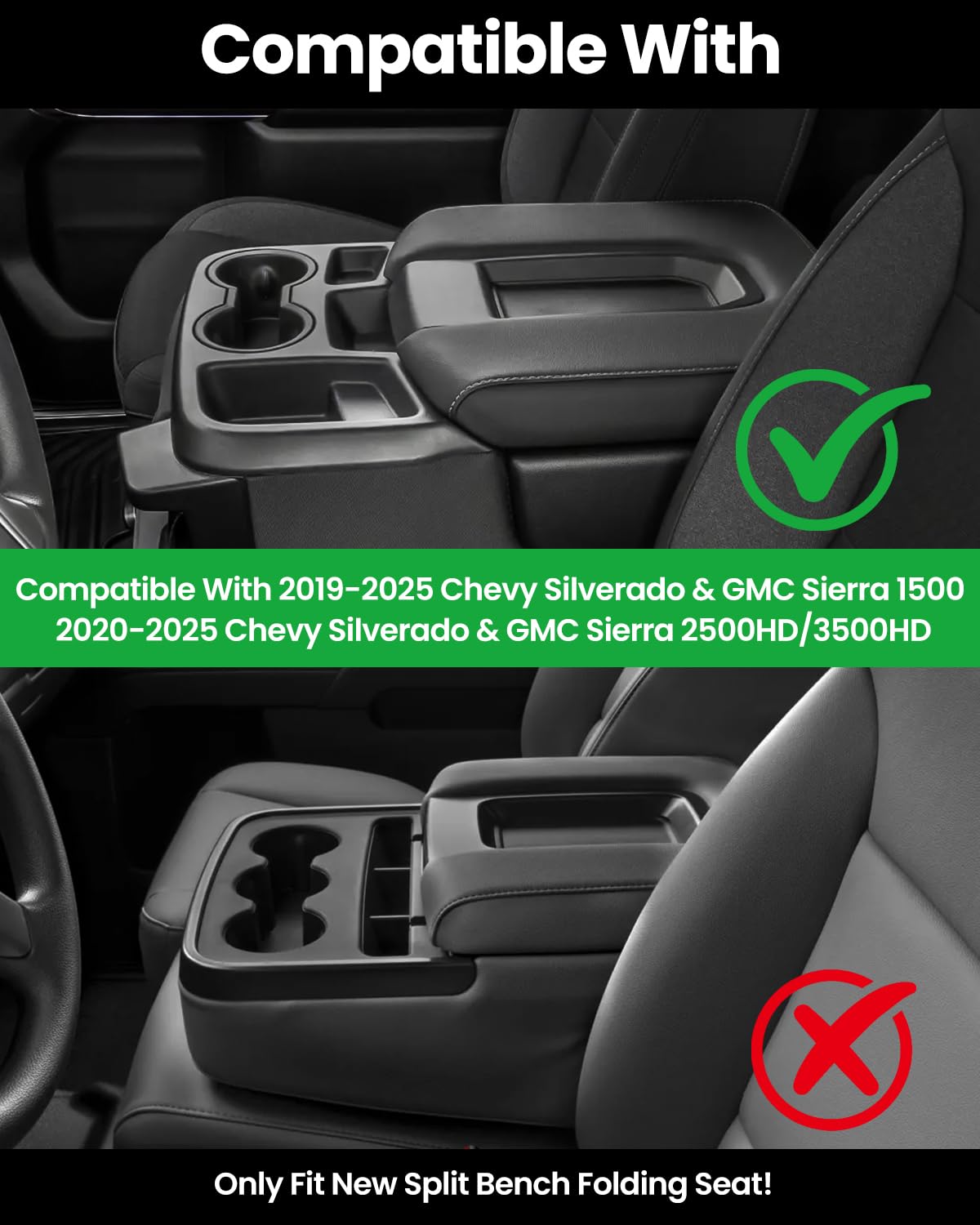Wexyldra top-down view in Silverado console showing organized everyday items