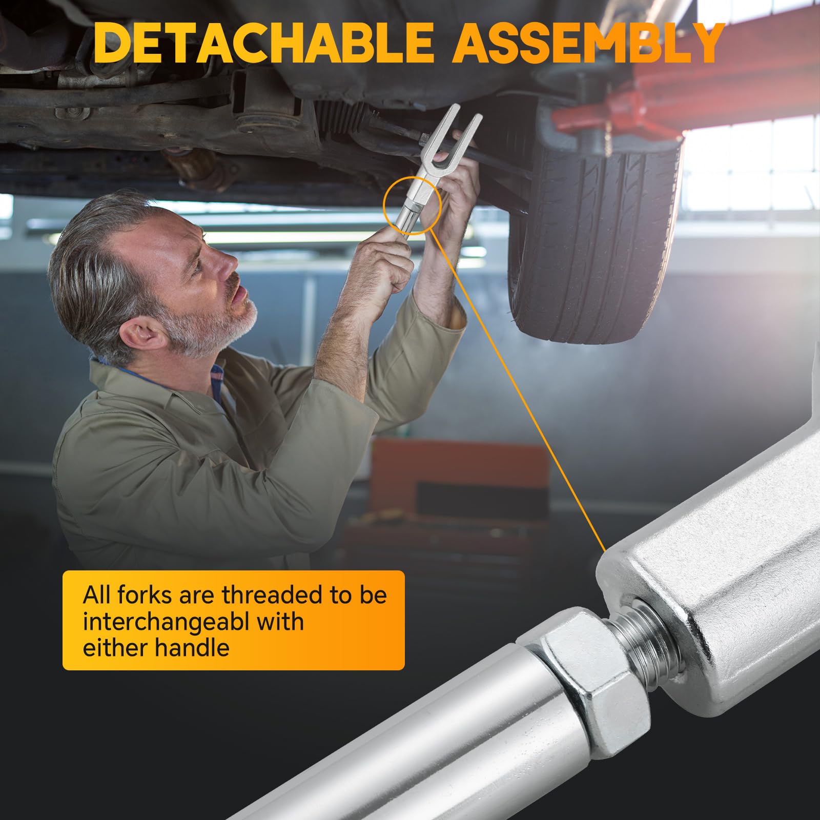 weyleity adapter installed on air hammer separating a ball joint, faster removal