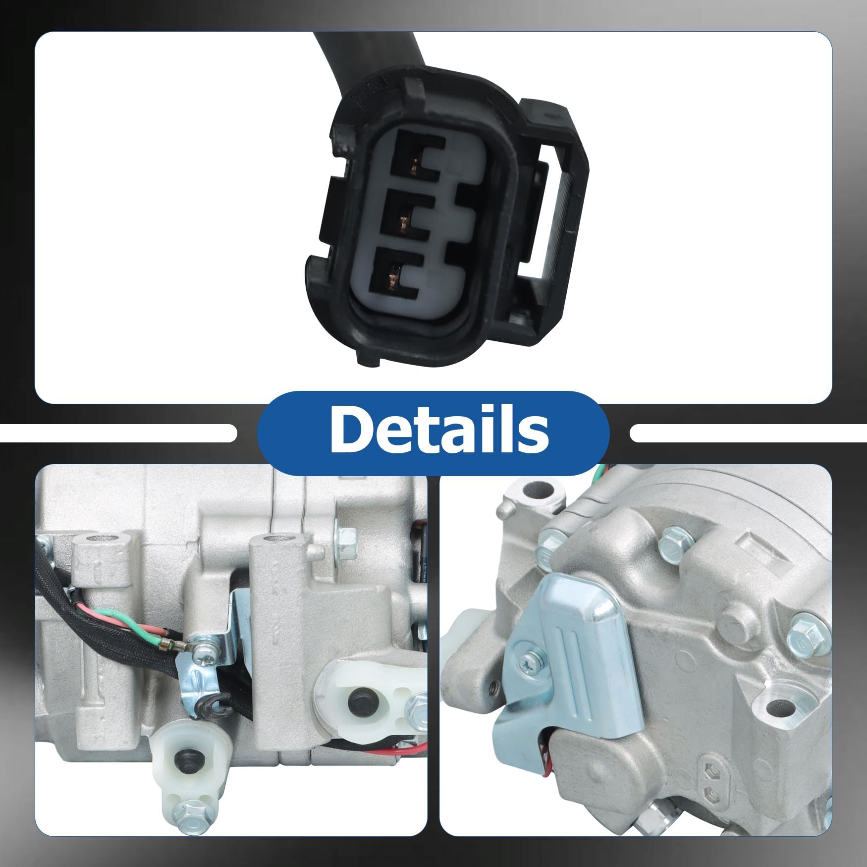 WFLNHB compressor refrigerant ports visible for correct hose connection