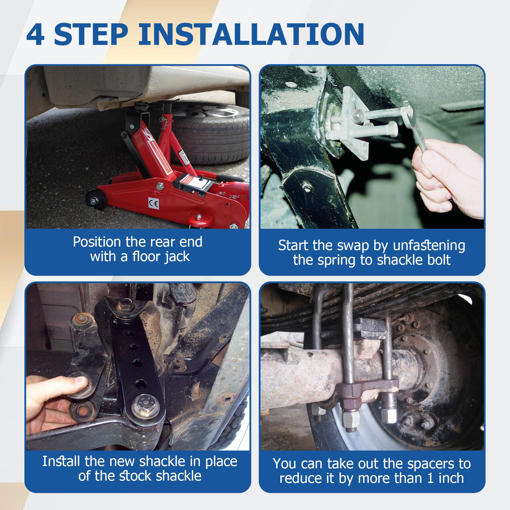 WFLNHB installed on truck rear axle view demonstrating lowered rear stance benefit