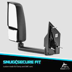 WHALEMOTOR mirror mounting base detail, sturdy construction for secure fit