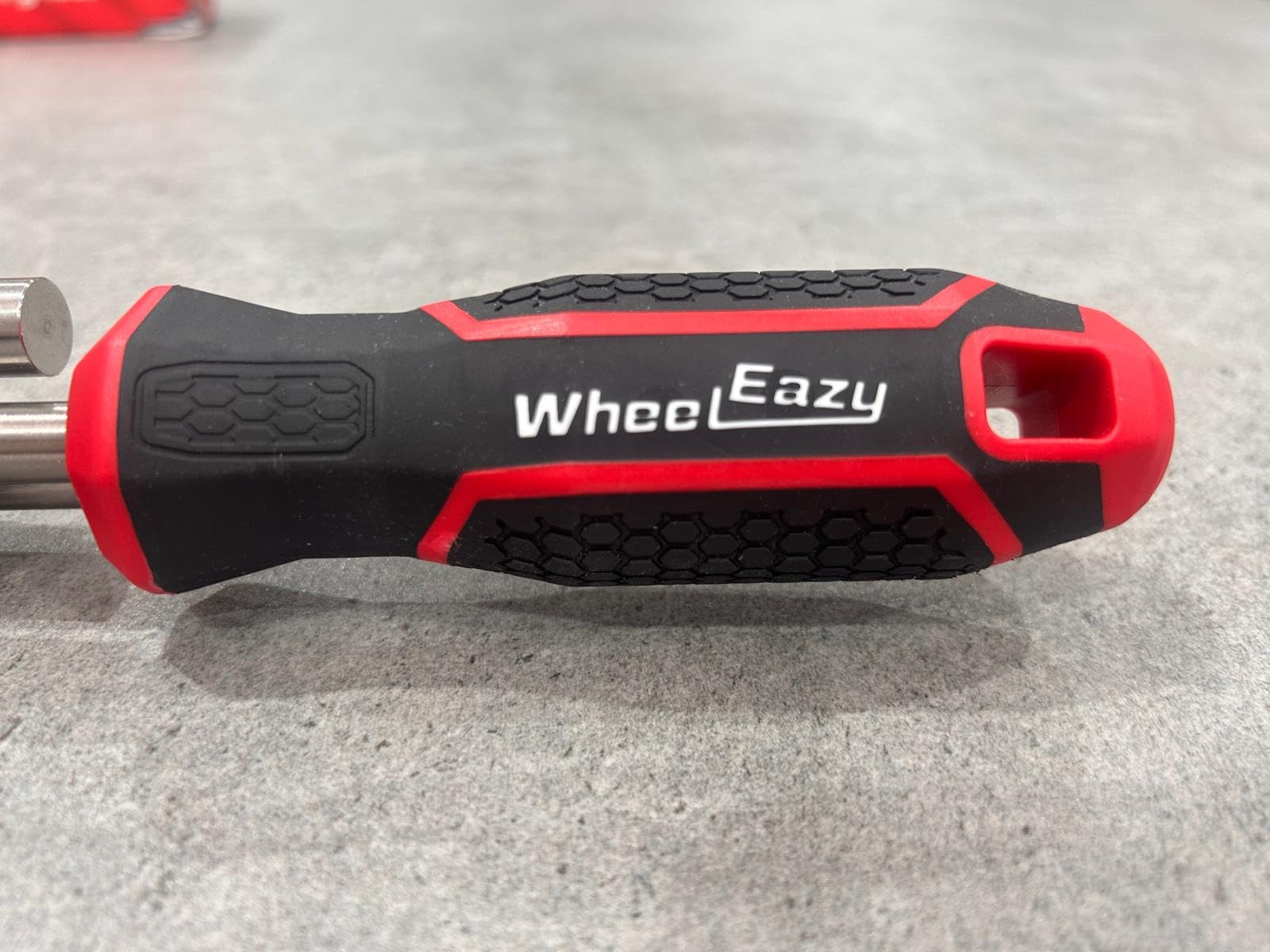 WheelEazy soft-grip handle close-up for comfortable control