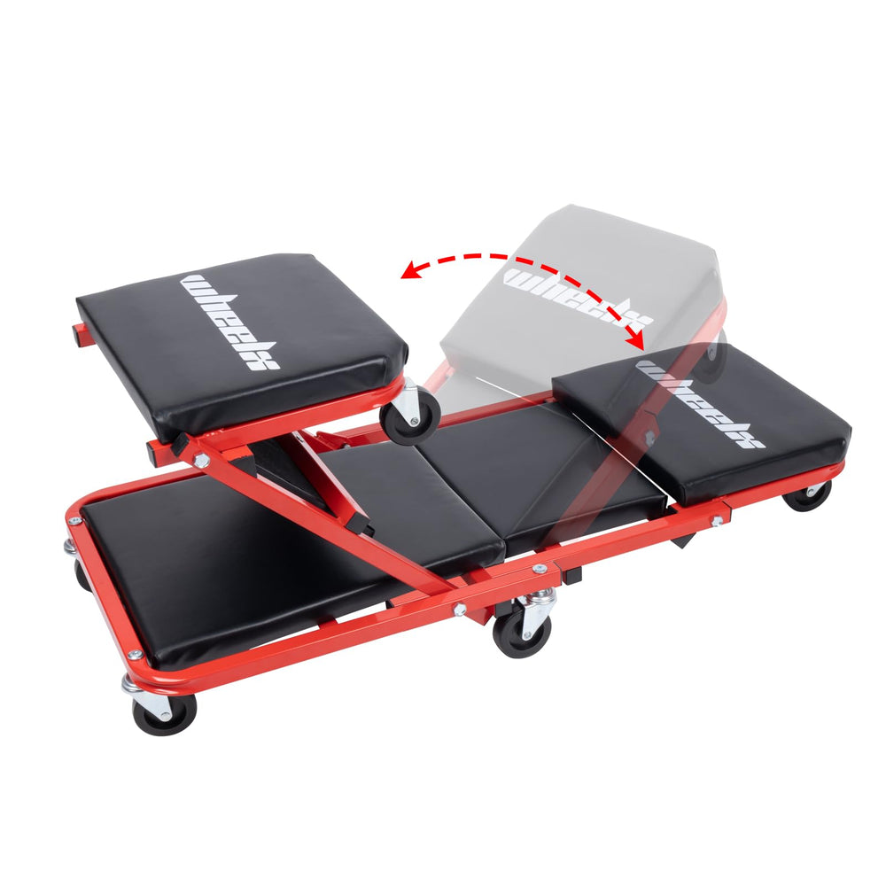 WheelX red frame label showing heavy-duty 340 lb capacity and strength