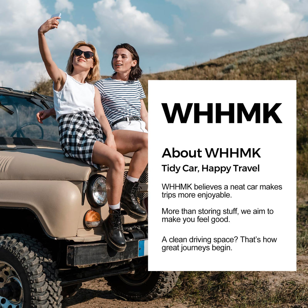 WHHMK lifestyle road trip in car emphasizing clutter-free journeys