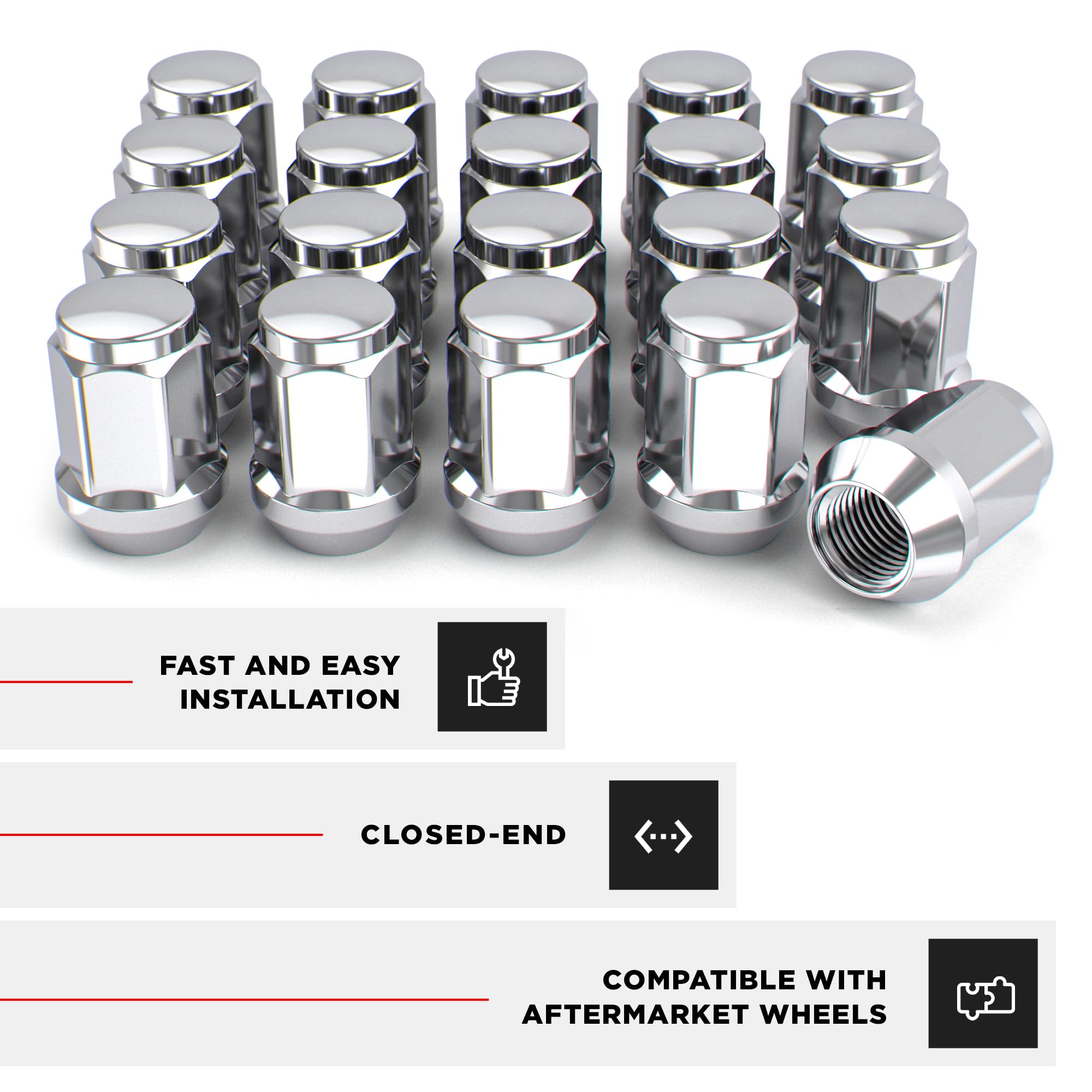 White Knight lug nuts installed on alloy wheel enhancing wheel appearance