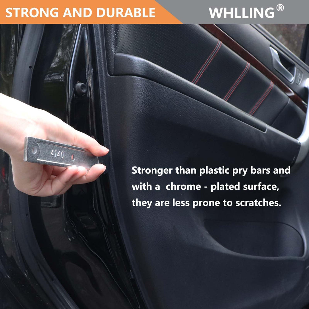 WHLLING pry bar in use removing a car door panel with controlled leverage