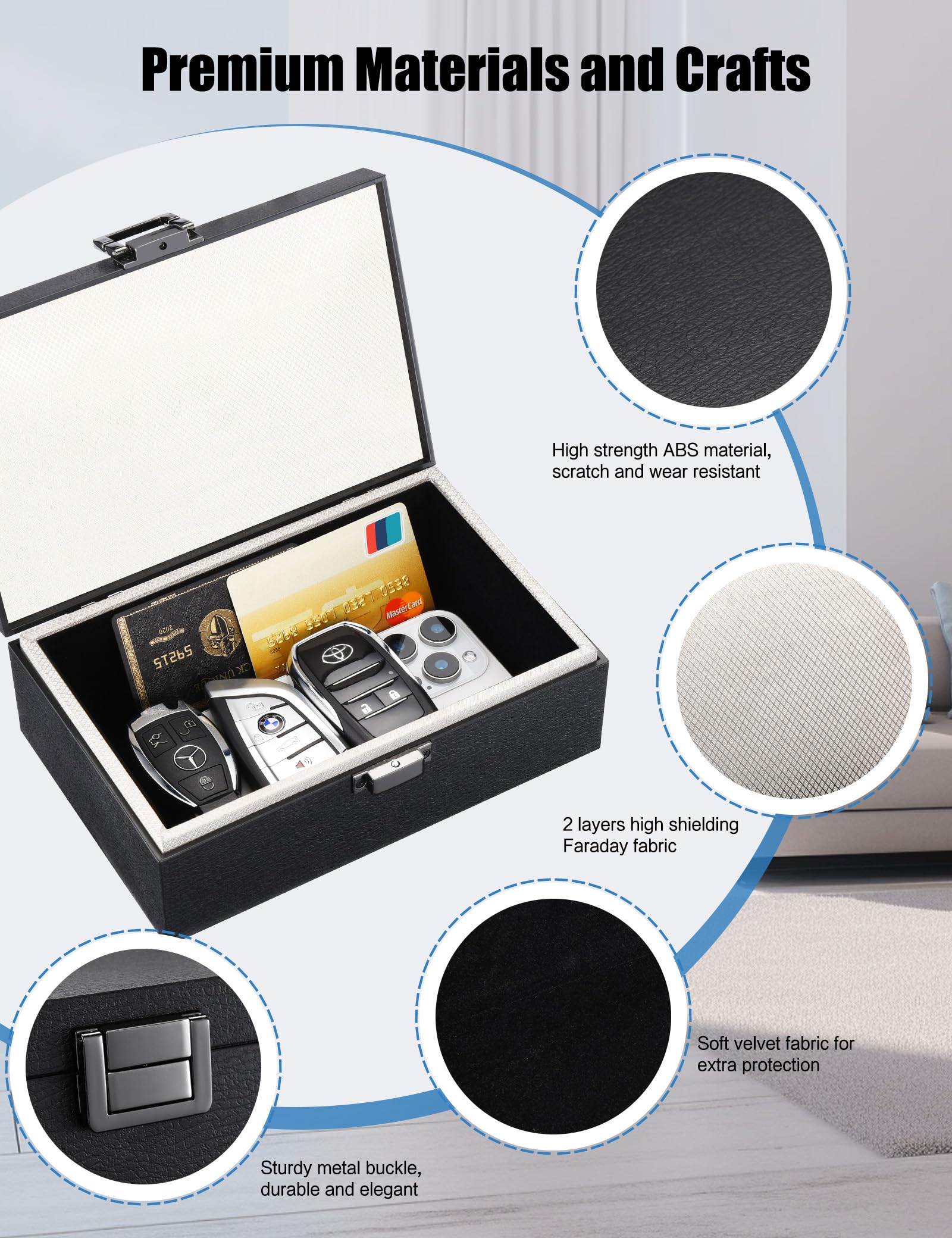 WHonor Faraday Box on entryway table showing tidy secure storage convenience