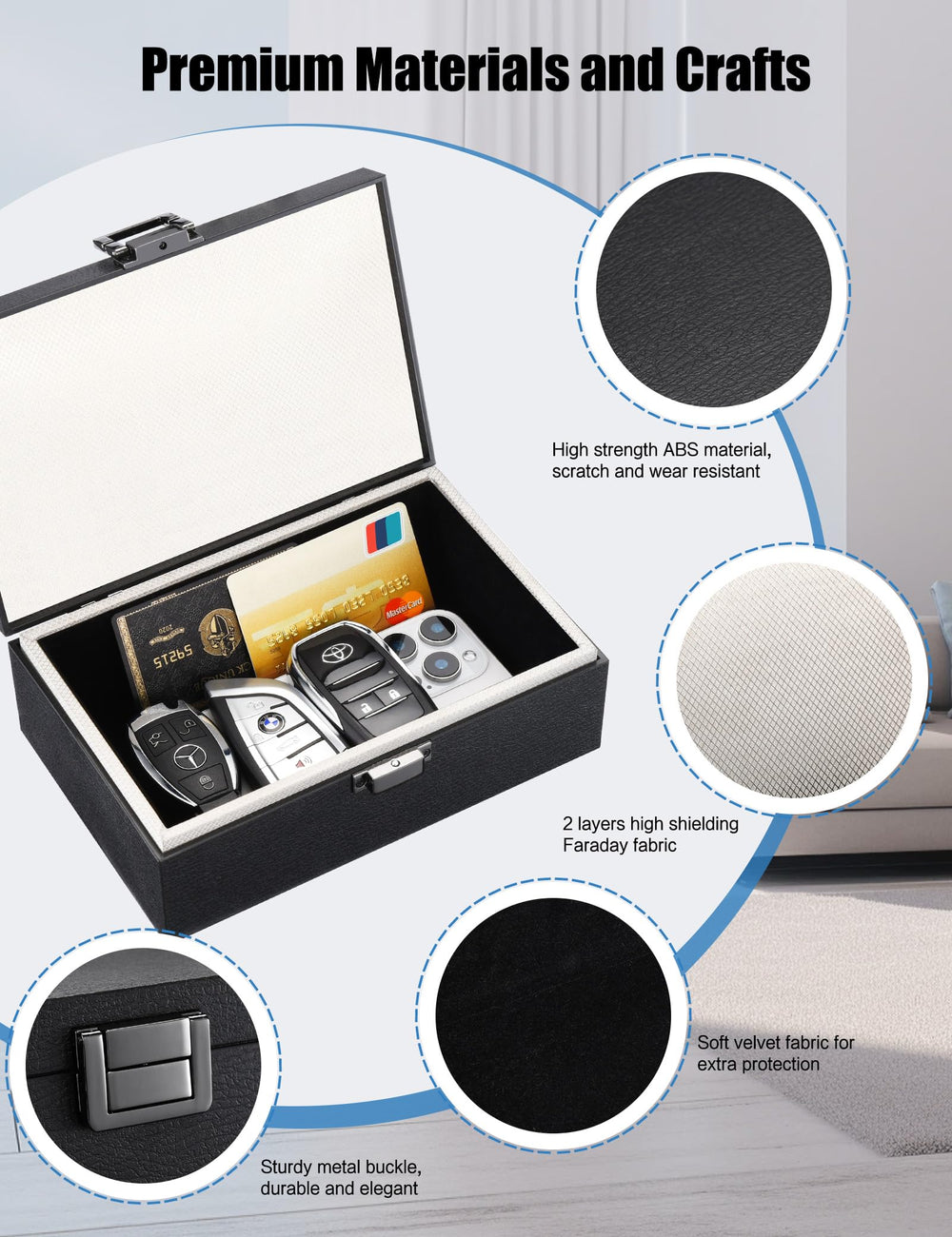 WHonor Faraday Box on entryway table showing tidy secure storage convenience