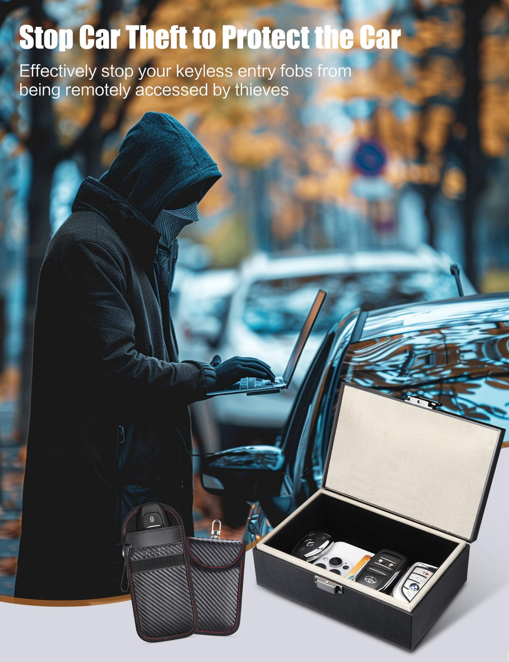 WHonor open Faraday box velvet-lined interior protecting keys and phones benefit