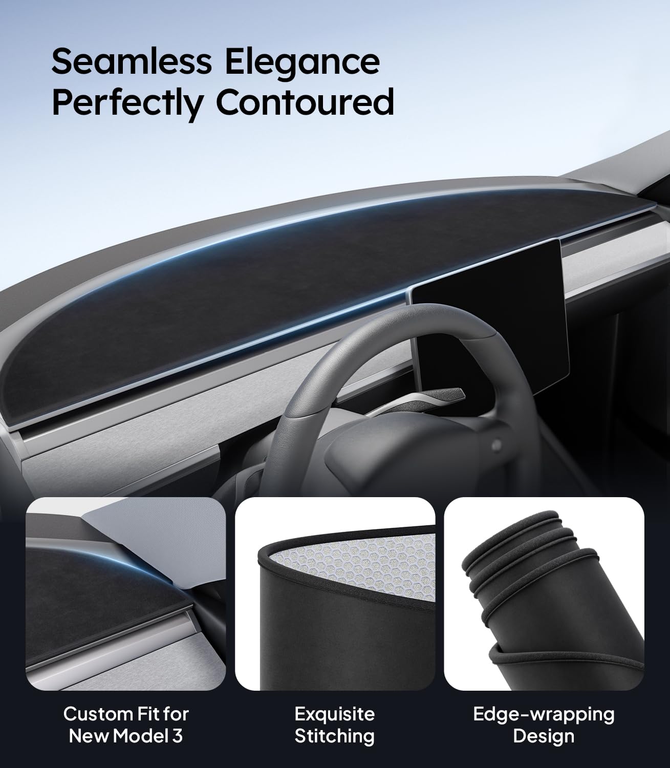 Wigoo installed in a Tesla Model 3 Highland reducing glare and enhancing interior